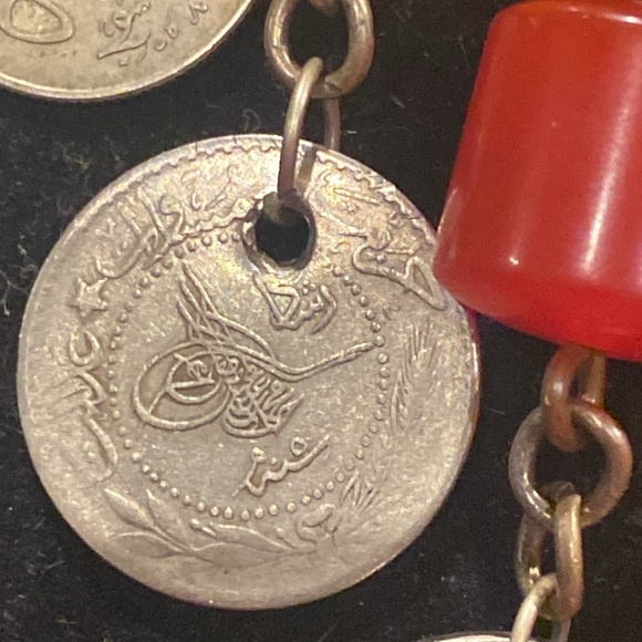 Antique-Vintage Chinese Coin Necklace with Butterscotch And Cherry Copal Amber - Picture 10 of 15